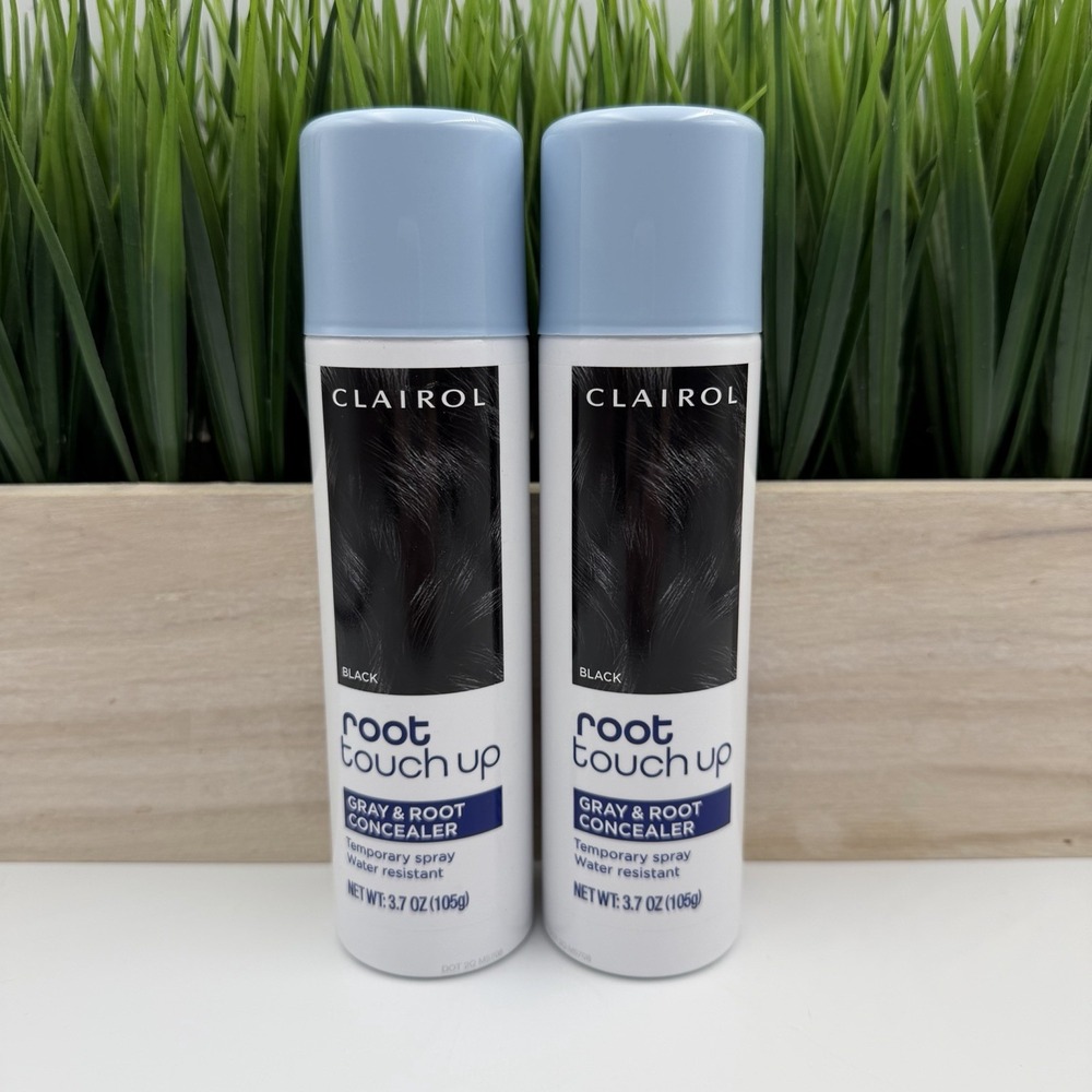 (2) Clairol Root Touch Up Spray Gray & Root Concealer Black Temporary Hair Color